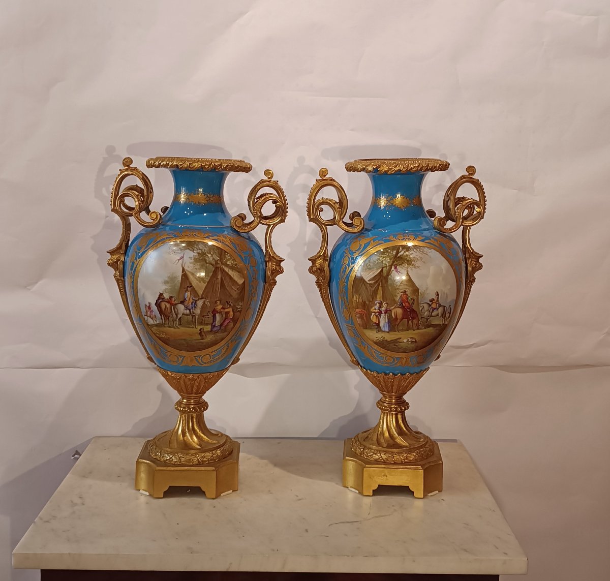 COPPIA DI VASI IN PORCELLANA SÈVRES PRIMO XIX SECOLO-photo-2