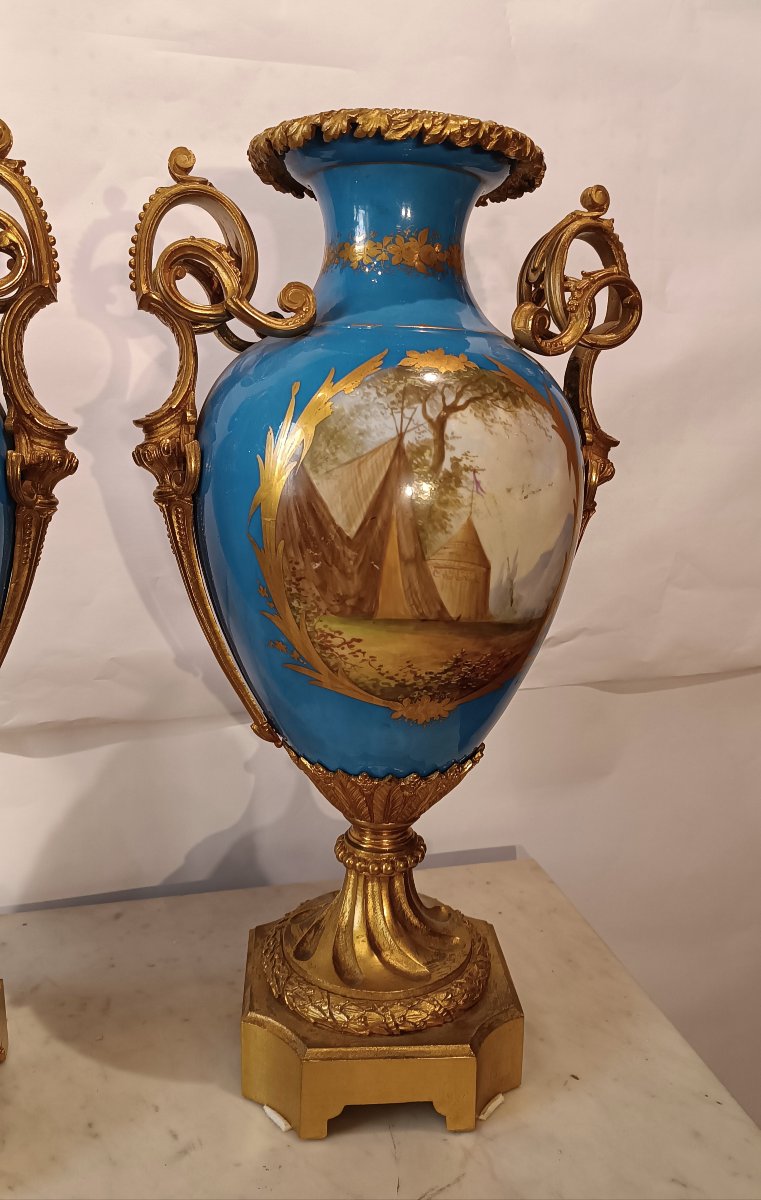 COPPIA DI VASI IN PORCELLANA SÈVRES PRIMO XIX SECOLO-photo-8