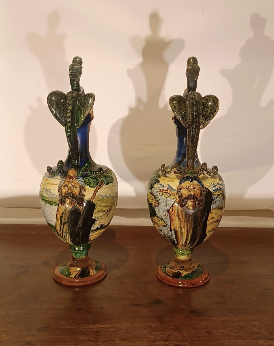 COPPIA DI VERSATOI ISTORIATI URBINO SECONDA META' DEL XIX SECOLO-photo-6
