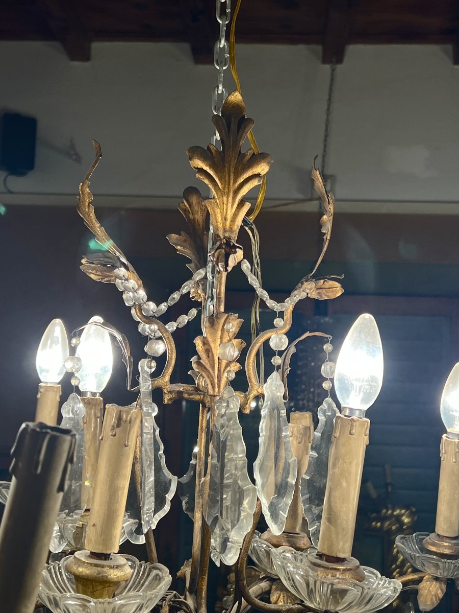 LAMPADARIO IN BRONZO E CRISTALLI FINE XIX SECOLO -photo-4