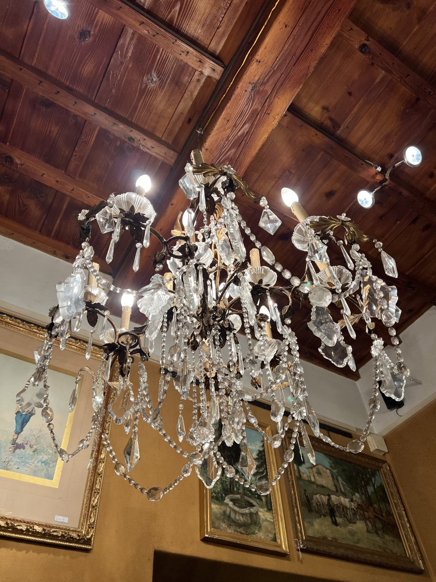LAMPADARIO IN BRONZO E CRISTALLI FINE XIX SECOLO -photo-5