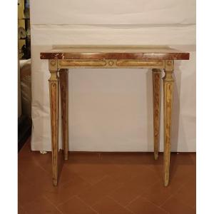 CONSOLLE LACCATA CON PIANO IN MARMO SECONDA META' XVIII SECOLO 