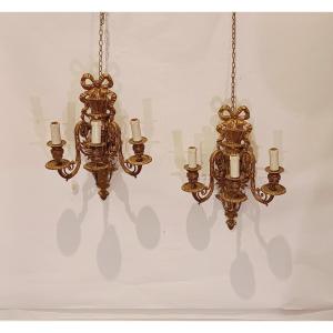COPPIA DI APPLIQUES IN BRONZ DORATO SECONDA META' XIX SECOLO 