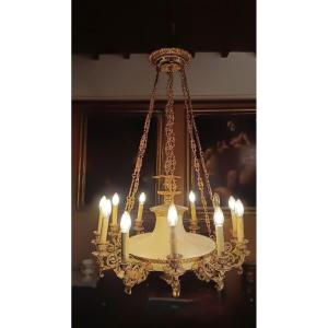 LAMPADARIO IMPERO IN BRONZO SECONDA META' XIX SECOLO