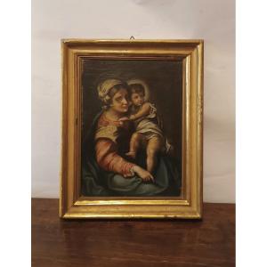 DIPINTO CON MADONNA E BAMBINO PRIMI DEL XVIII SECOLO