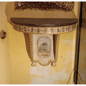 PICCOLA CONSOLLE A MURO LACCATA E DIPINTA META' XIX SECOLO