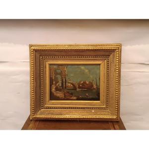 DIPINTO CON CAPRICCIO ARCHITETTONICO PRIMA META' XIX SECOLO