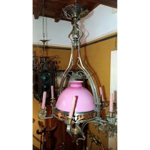 LAMPADARIO ROSA LIBERTY SECONDA META' XIX SECOLO