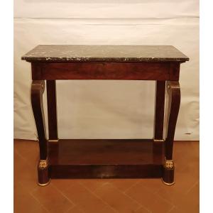 CONSOLLE IMPERO IN MOGANO E MARMO PRIMO XIX SECOLO