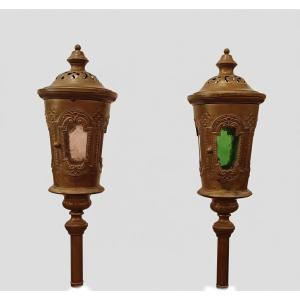 COPPIA DI LANTERNE DA PROCESSIONE META' XIX SECOLO
