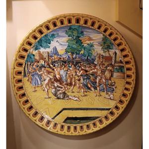 GRANDE PIATTO IN MAIOLICA MONTELUPO FINE XIX SECOLO