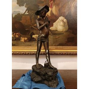 SCULTURA "PESCATORE" IN BRONZO FINE XIX SECOLO