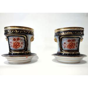 COPPIA DI CACHEPOTS IN PORCELLANA META' XIX SECOLO