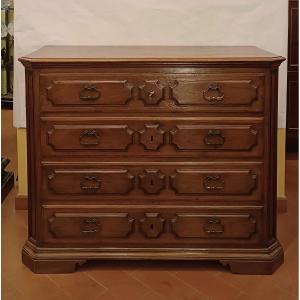 CASSETTONE LOMBARDO IN NOCE META' XVII SECOLO