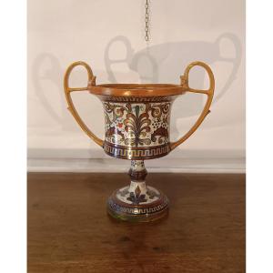 CRATERE IN MAIOLICA GUALDO TADINO PRIMI XX SECOLO 