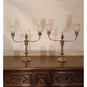 CANDELIERI IN SILVER PLATE SECONDA META' XIX SECOLO