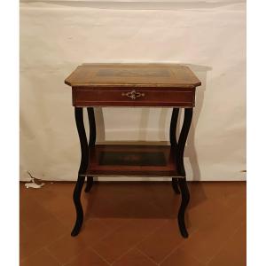 TAVOLINO DA LAVORO INTARSIATO SECONDA META' XIX SECOLO