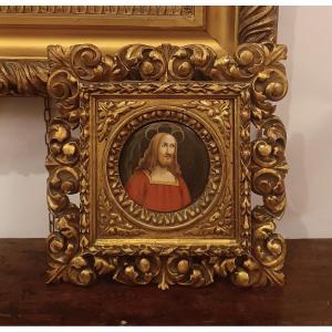 MINIATURA RAFFIGURANTE GESÙ CON CORNICE PRIMA METÀ DEL XIX SECOLO