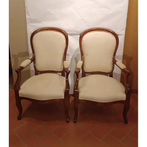 COPPIA DI POLTRONE LUIGI FILIPPO META' XIX SECOLO 