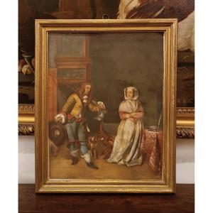 INCISIONE DI LASINIO CON PERSONAGGI SECONDA META' XVIII SECOLO 