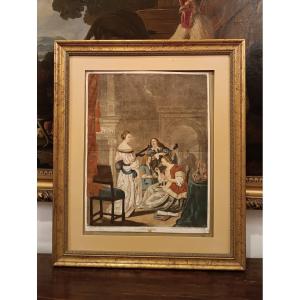 INCISIONE DI LASINIO CON FAMIGLIA MIRIS SECONDA META' XVIII SECOLO 