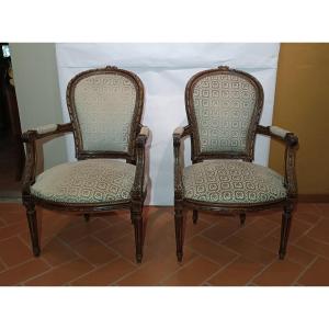 COPPIA DI POLTRONE IN STILE LUIGI XVI SECONDA META' XIX SECOLO