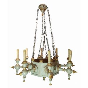 LAMPADARIO IN LEGNO DIPINTO IN STILE NEO-GOTICO SECONDA META' XIX SECOLO