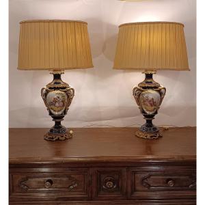COPPIA DI LAMPADE IN PORCELLANA SÈVRES FINE XIX SECOLO 