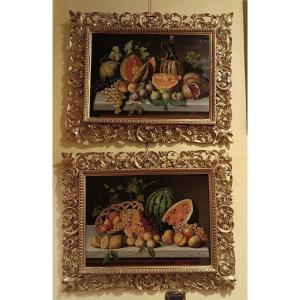 COPPIA DI NATURE MORTE MEUCCI FINE XIX SECOLO