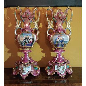 COPPIA DI VASI IN PORCELLANA JACOB PETIT SECONDA META' XIX SECOLO 