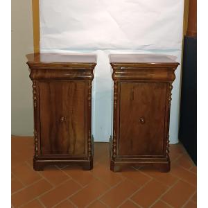 COPPIA DI COMODINI IN NOCE LUIGI FILIPPO PRIMA META' XIX SECOLO 