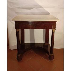 PICCOLA CONSOLLE IN MOGANO E MARMO PRIMO XIX SECOLO