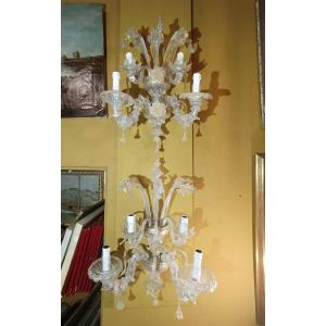 COPPIA DI APPLIQUES CA REZZONICO MURANO PRIMA META' DEL XIX SECOLO 