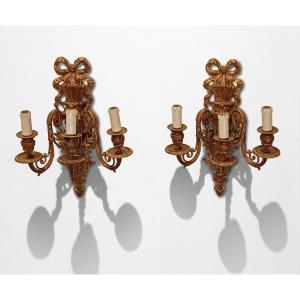 COPPIA DI APPLIQUES IN BRONZO DORATO SECONDA META' XIX SECOLO