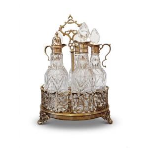 CRUET CHESTER IN ARGENTO E CRISTALLO META' XIX SECOLO 