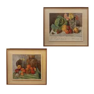 DUE DIPINTI CON NATURE MORTE DI FOSCO PAVI SECONDA META' XX SECOLO 