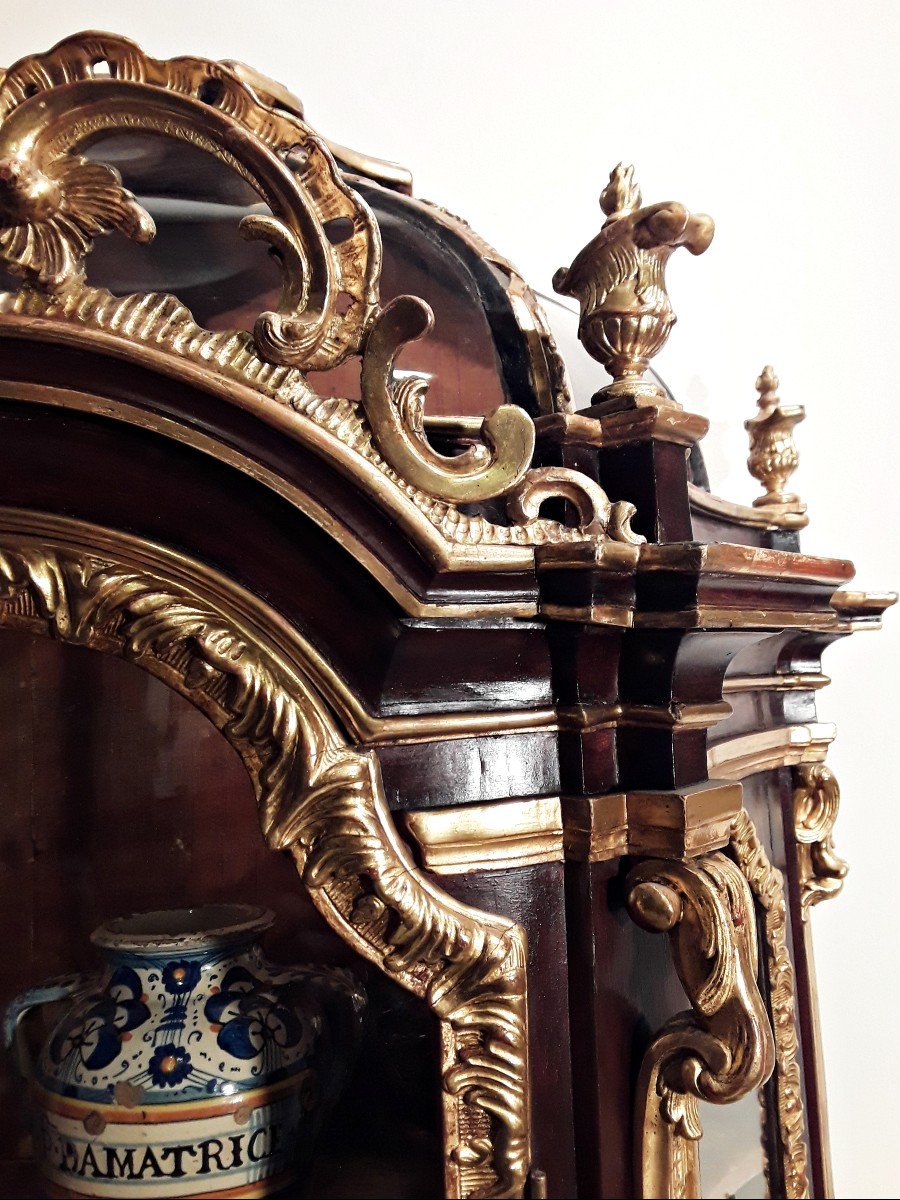 Importante teca barocca romana in legno e dorata ad oro zecchino. seconda metà del XVII secolo-photo-3