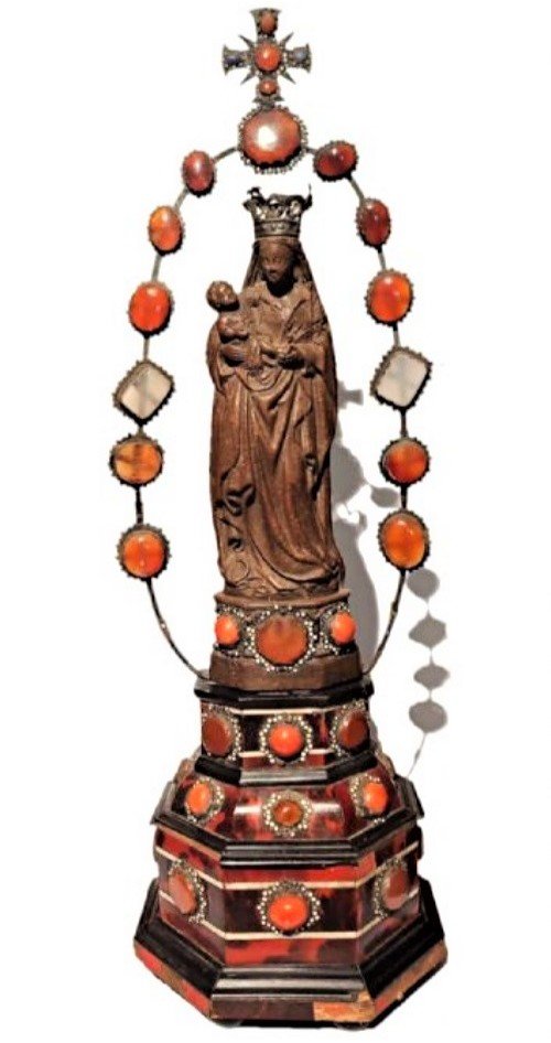 Simulacro votivo della madonna di trapani in materiali preziosi, XVIII secolo.