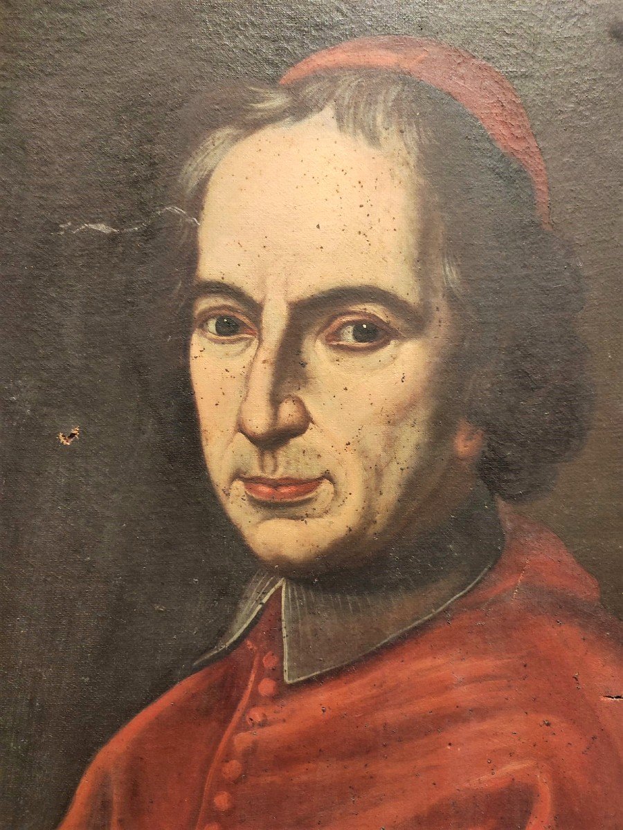 Ritratto di cardinale in prima tela con cornice coeva. Roma, XVII secolo.-photo-2
