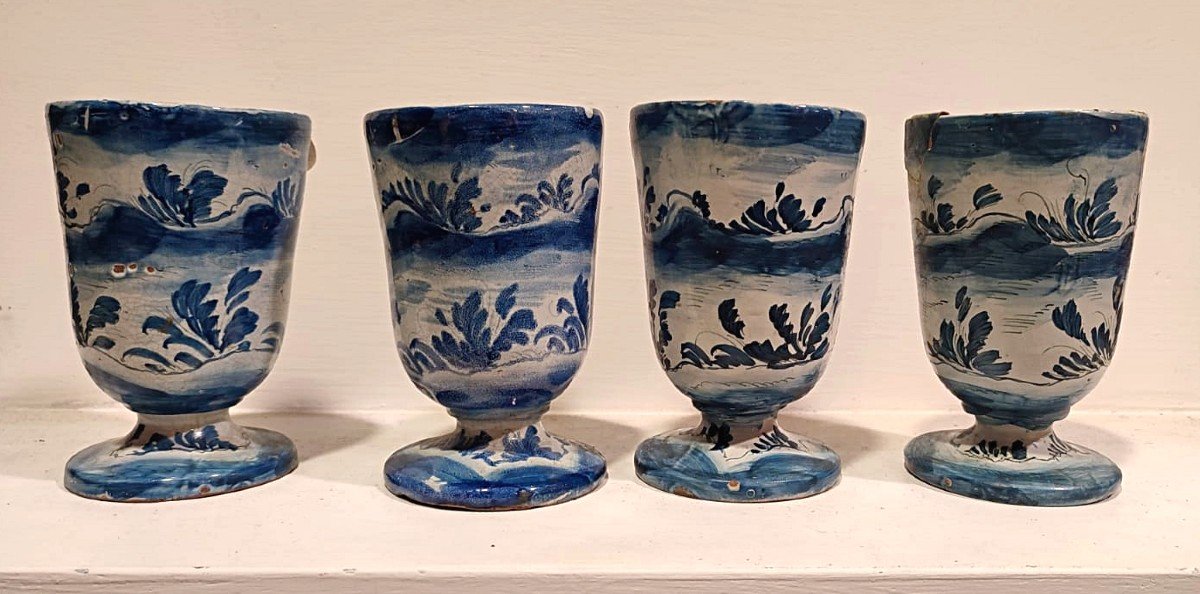 n.4 calici in ceramica di Savona del XVIII secolo.