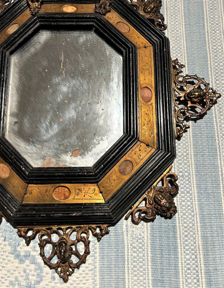 Elegante cornice con specchio del seicento romano.-photo-4
