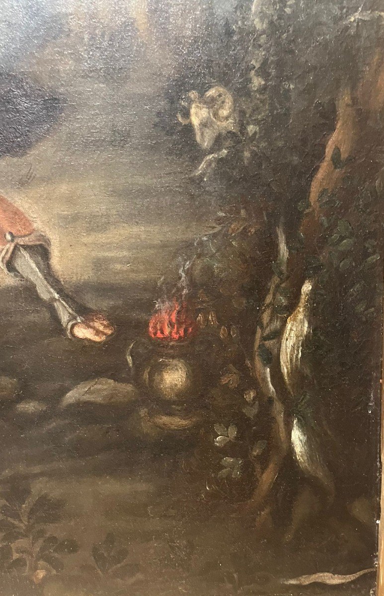 Sacrificio d'Isacco - olio su tela di scuola toscana, 2a metà del XVII secolo-photo-4
