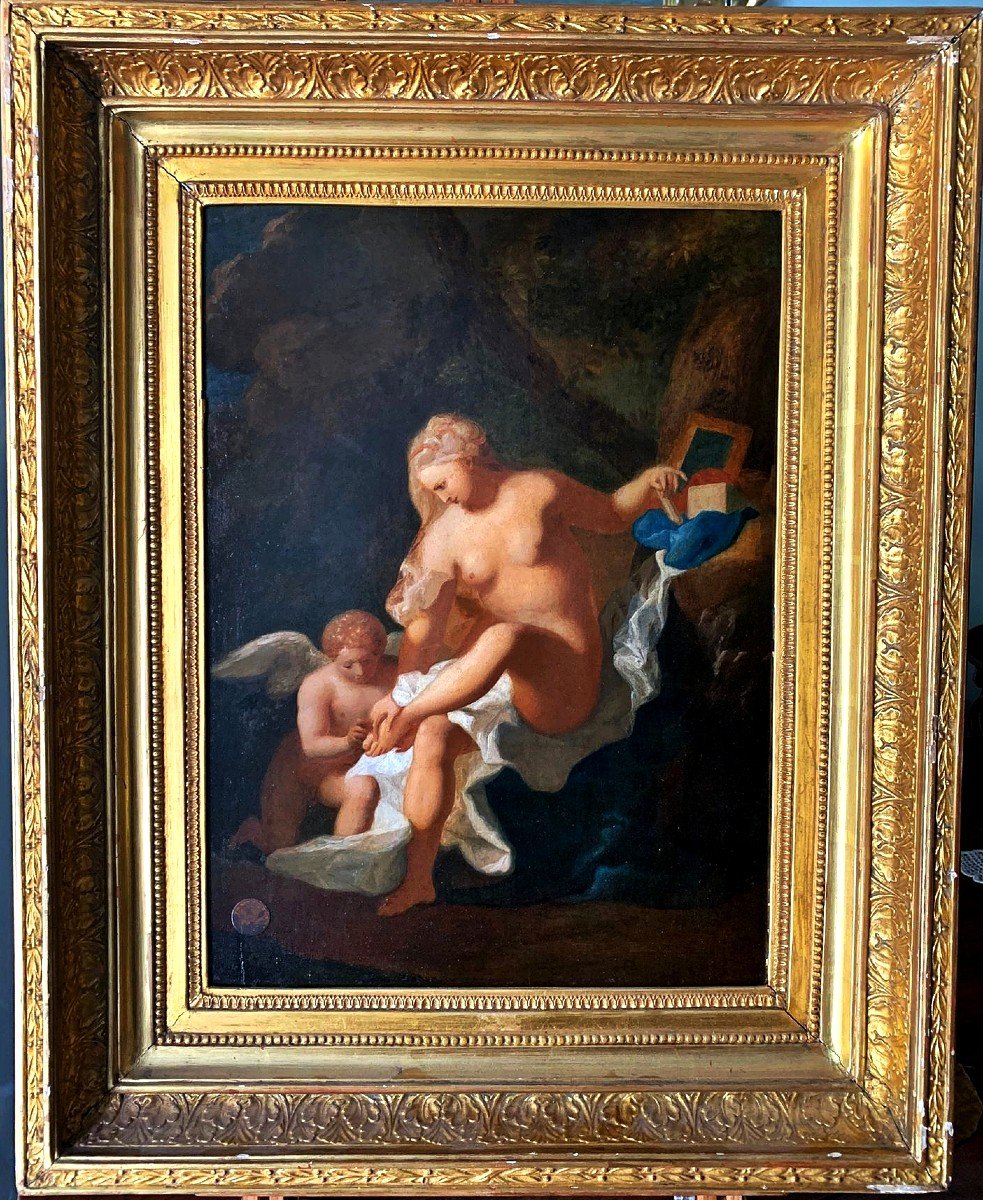 Toilette Di Venere, Interessante Olio Su Tavola. Pittore francese da studiare, inizio del XIXse