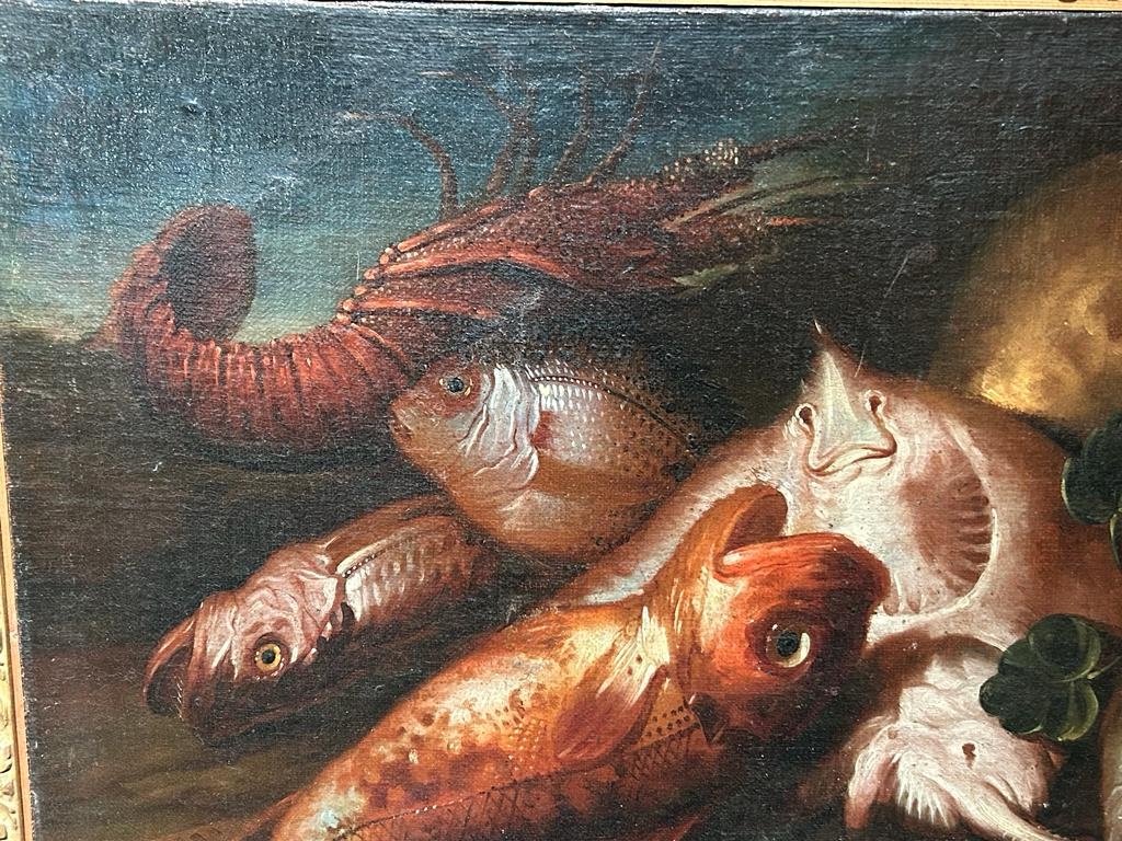 Natura morta di pesci e crostacei, bottega dei Recco, Elena Recco (?).-photo-3
