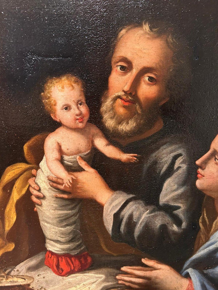 Interessante dipinto raffigurante "sacra famiglia", Scuola del centro-Italia della fine '600.-photo-2