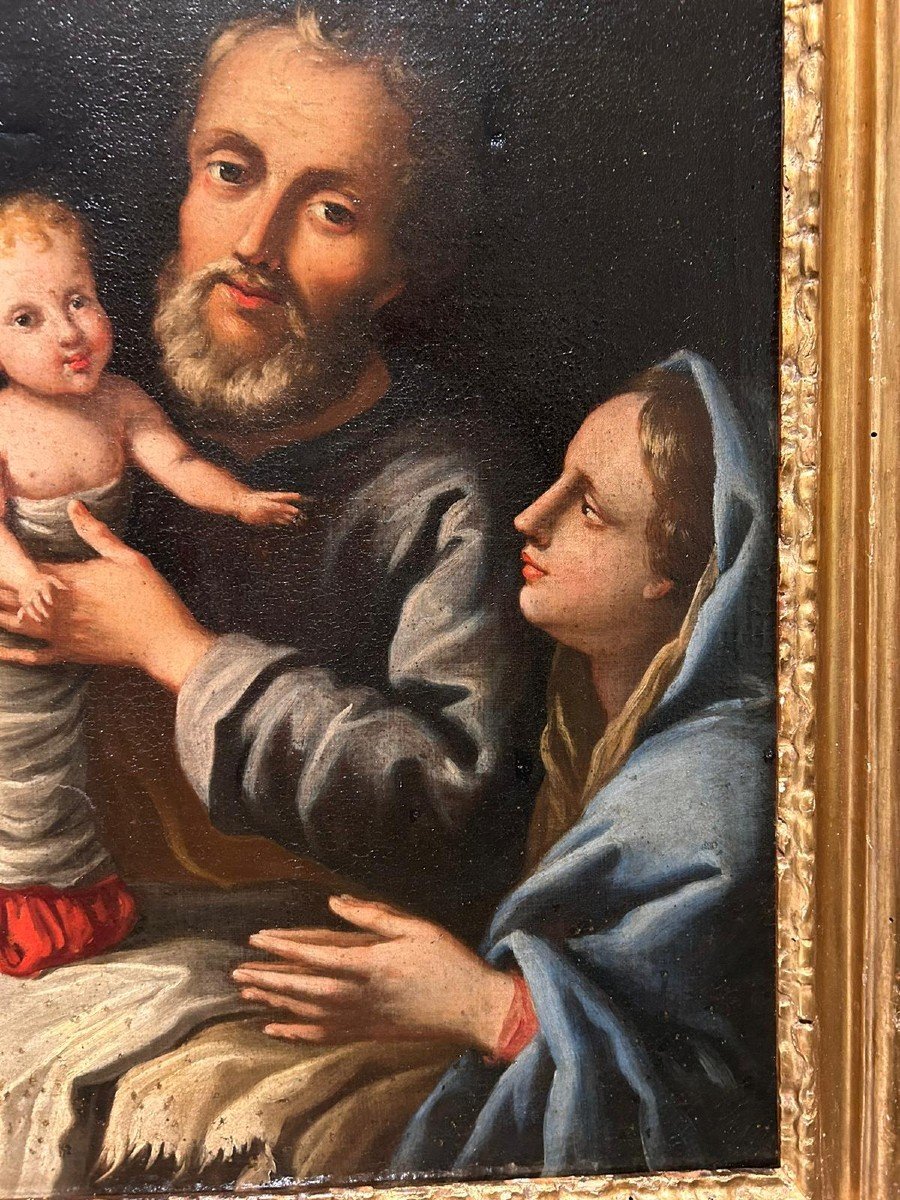 Interessante dipinto raffigurante "sacra famiglia", Scuola del centro-Italia della fine '600.-photo-3