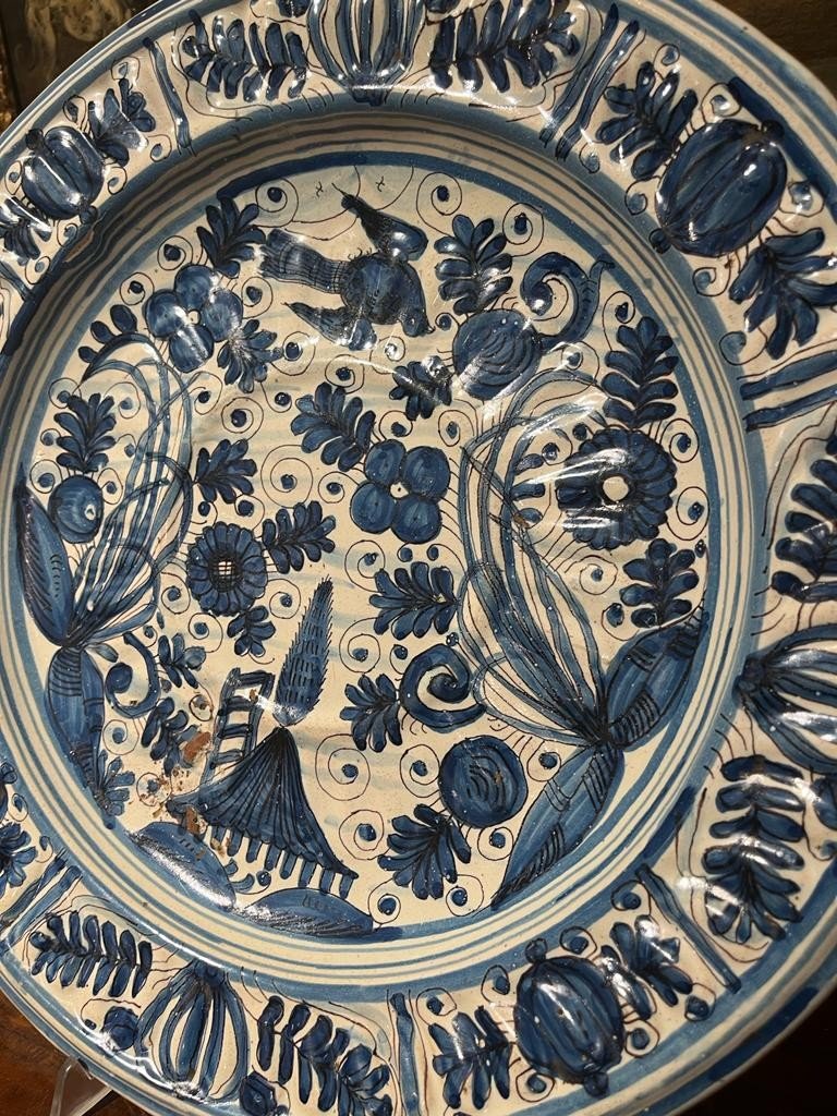 Raro piatto in ceramica di Teruel del XVII secolo. Diametro 40 cm.-photo-2