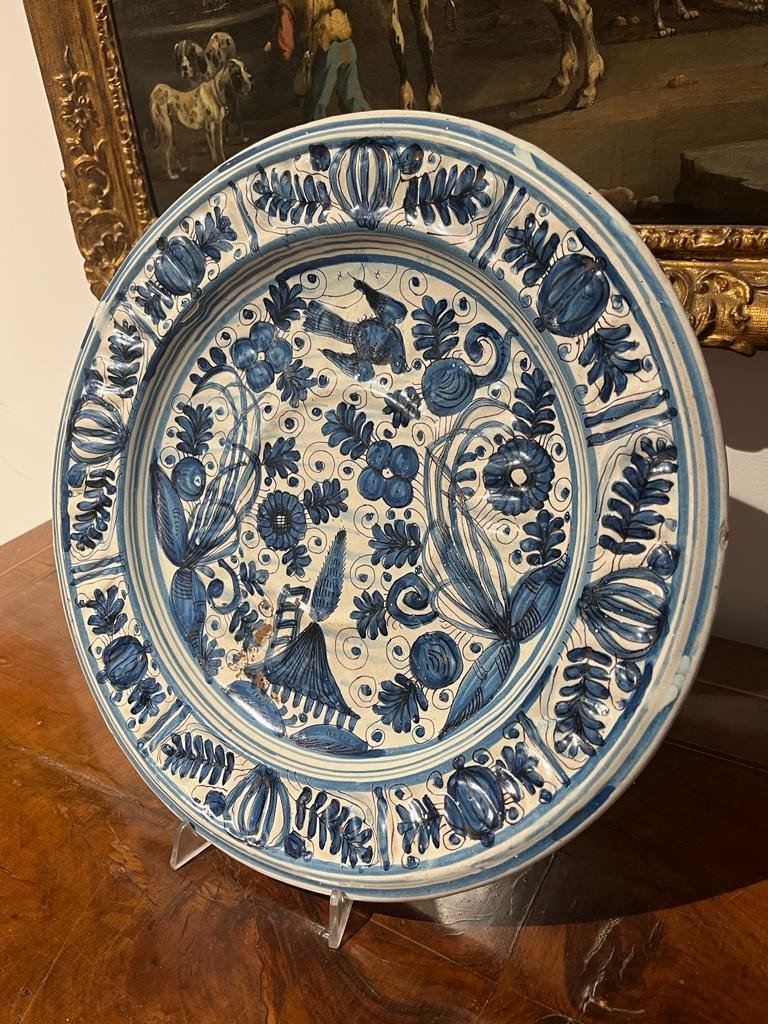 Raro piatto in ceramica di Teruel del XVII secolo. Diametro 40 cm.-photo-3