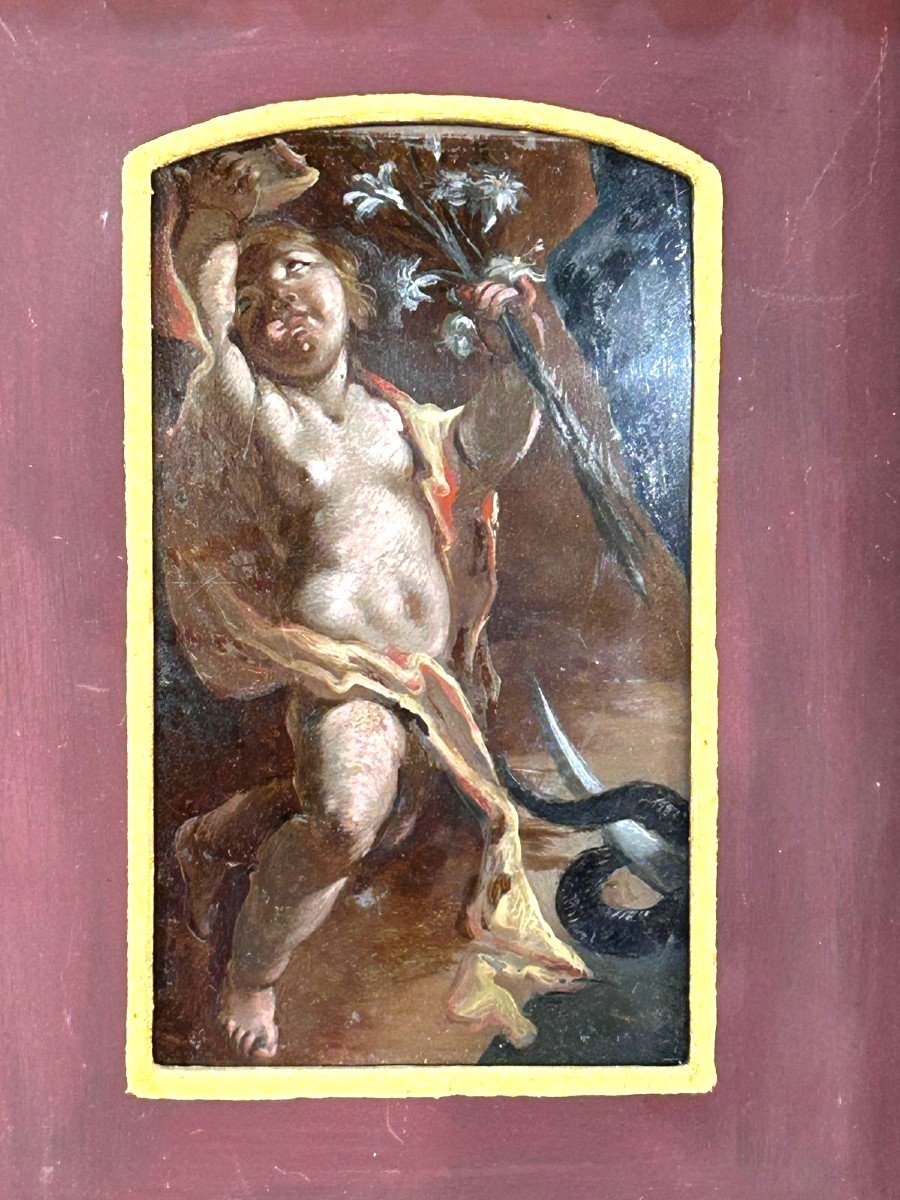 Olio su rame raffigurante San Bernardo, ambito toscano primi '600.