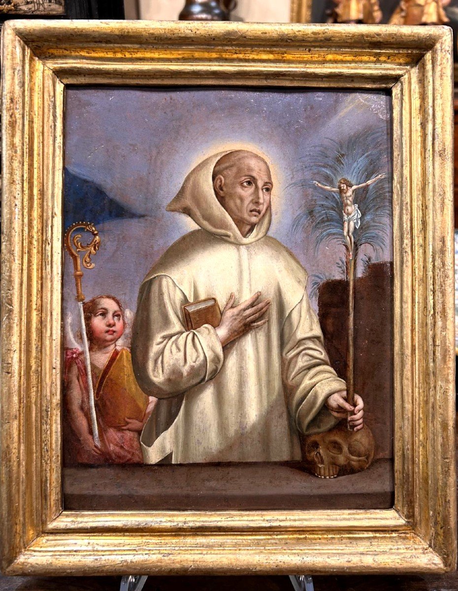 Olio su rame raffigurante San Bernardo, ambito toscano primi '600.